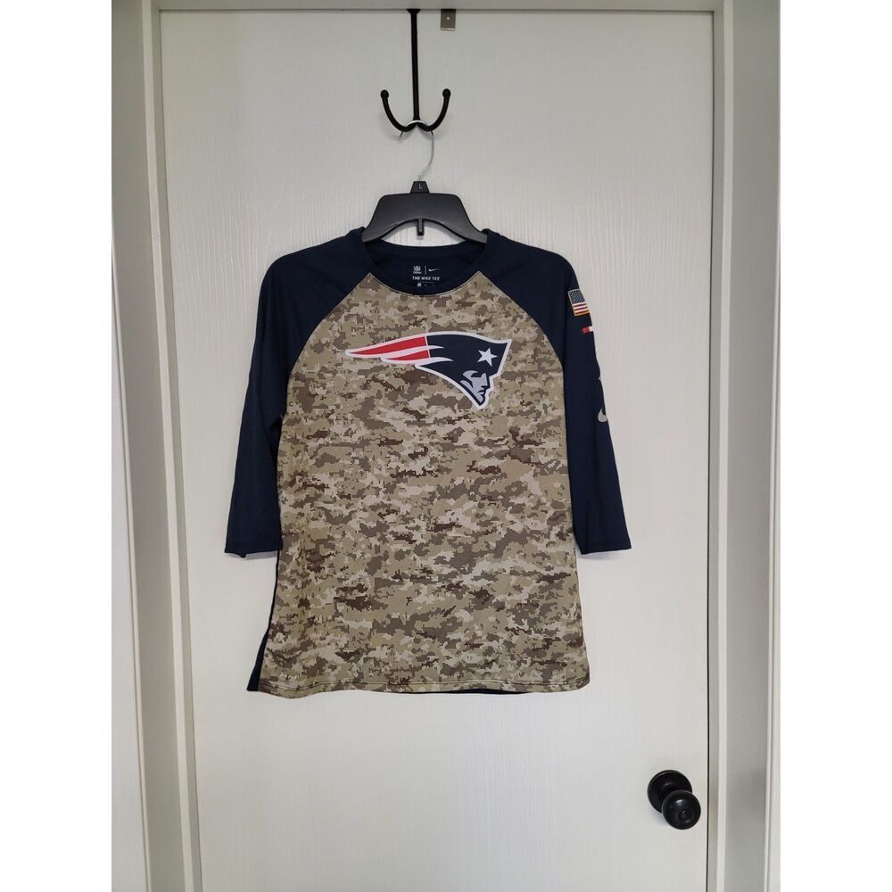 ~ Womens camo New England Patriots salute to service baseball cut shirt